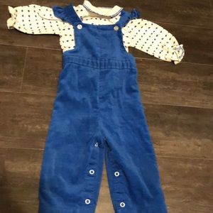 Health-Tex 18m blue hearts ruffle overalls set 80’